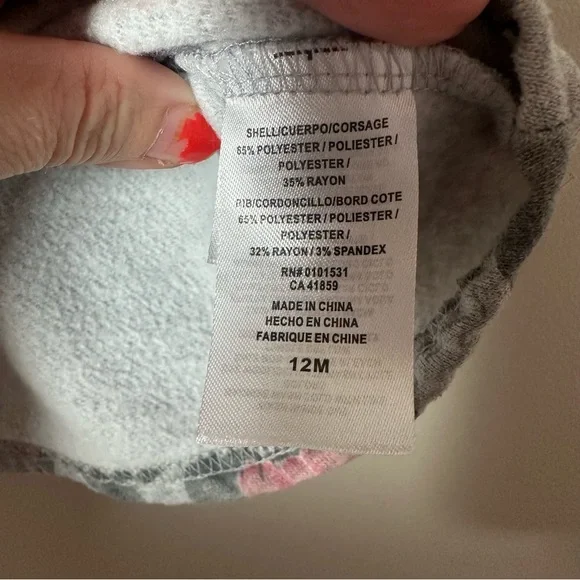 Disney Junior Minnie Mouse Gray Long Sleeved Sweater Dress Girls Size 12 Months - Picture 4 of 6